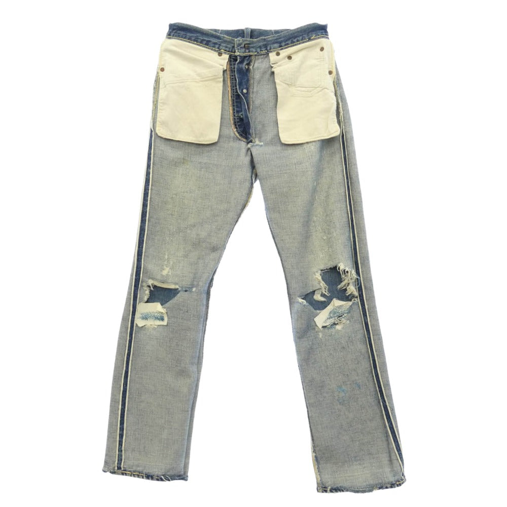 Levi's リーバイス 40s 50s 501XX 47モデル後期 トップボタン裏ドーム型刻印ツメ Vステッチ デニム パンツ W29 ブルー系 不明【中古】