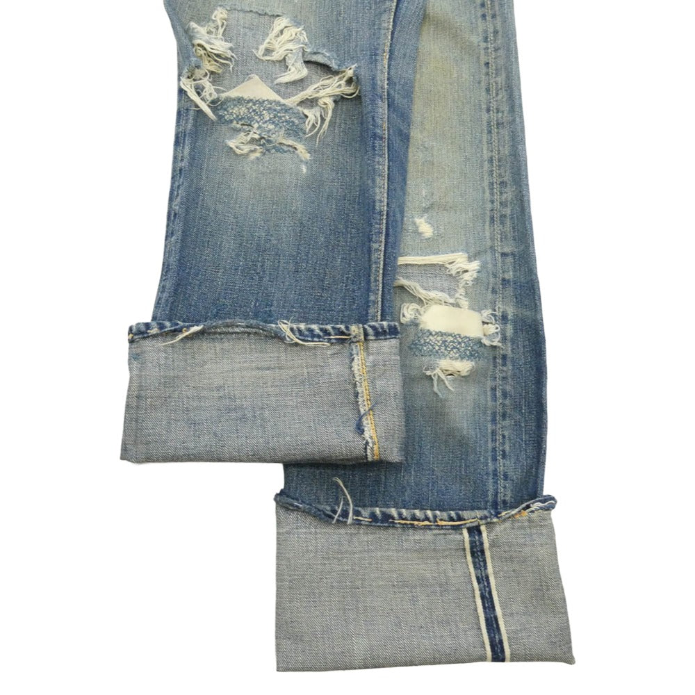 Levi's リーバイス 40s 50s 501XX 47モデル後期 トップボタン裏ドーム型刻印ツメ Vステッチ デニム パンツ W29 ブルー系 不明【中古】