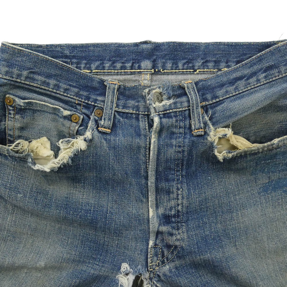Levi's リーバイス 40s 50s 501XX 47モデル後期 トップボタン裏ドーム型刻印ツメ Vステッチ デニム パンツ W29 ブルー系 不明【中古】