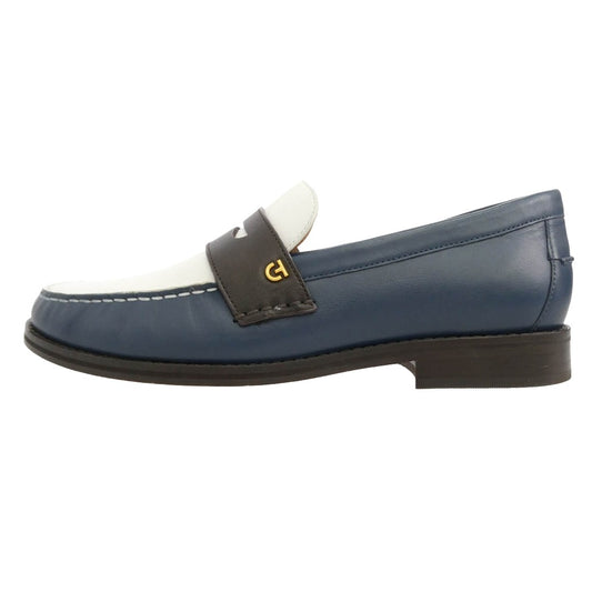COLE HAAN コールハーン W30209 ラックス ピンチ ペニー ローファー シューズ ネイビー系 ホワイト系 7B【中古】