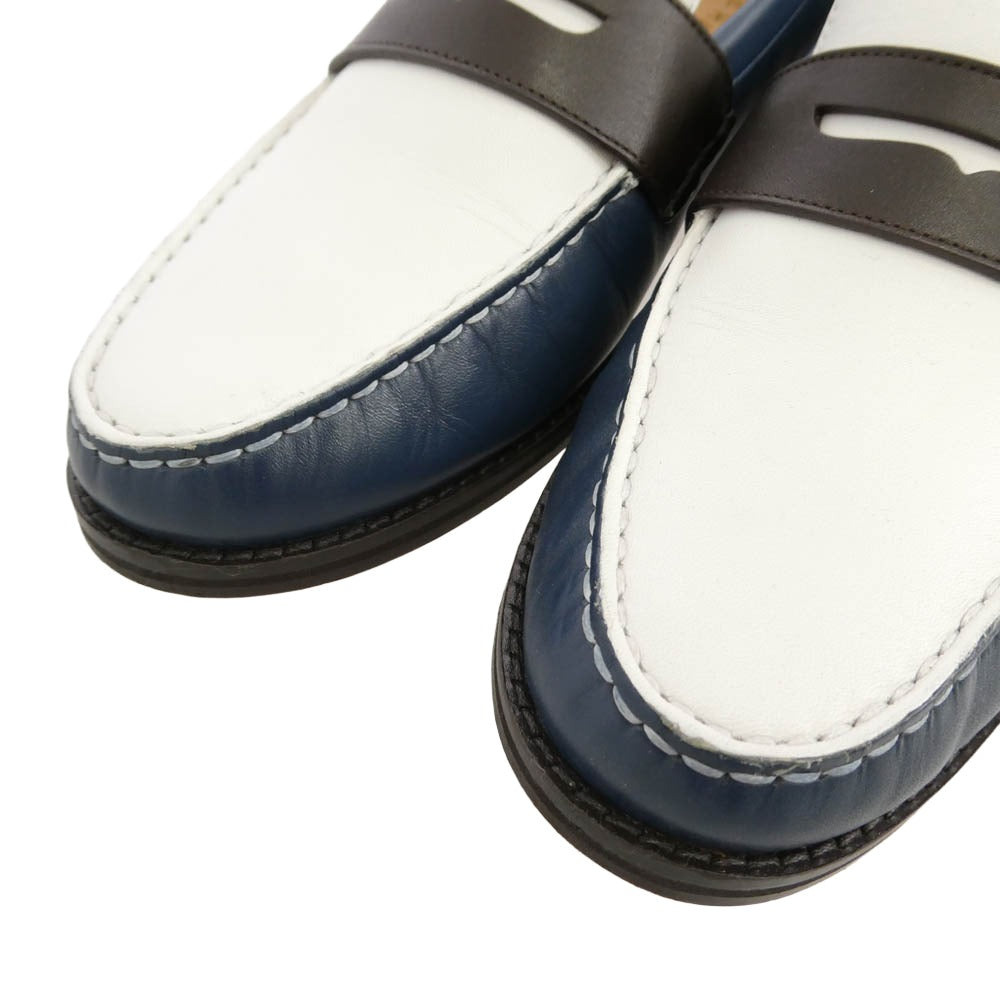 COLE HAAN コールハーン W30209 ラックス ピンチ ペニー ローファー シューズ ネイビー系 ホワイト系 7B【中古】