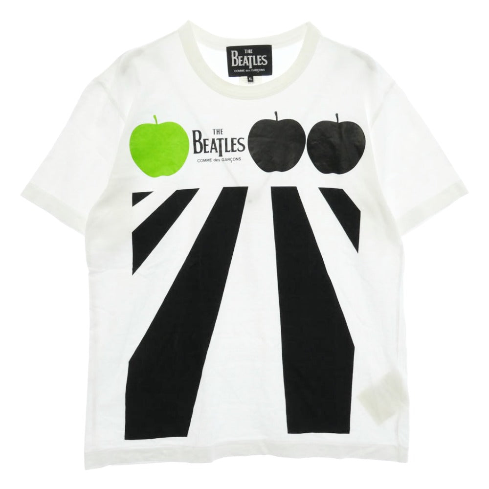 COMME des GARCONS コムデギャルソン 23SS VZ-T007 × THE BEATLES ザ ビートルズ アップル フロントプリント Tシャツ 半袖カットソー ホワイト系 XL【中古】