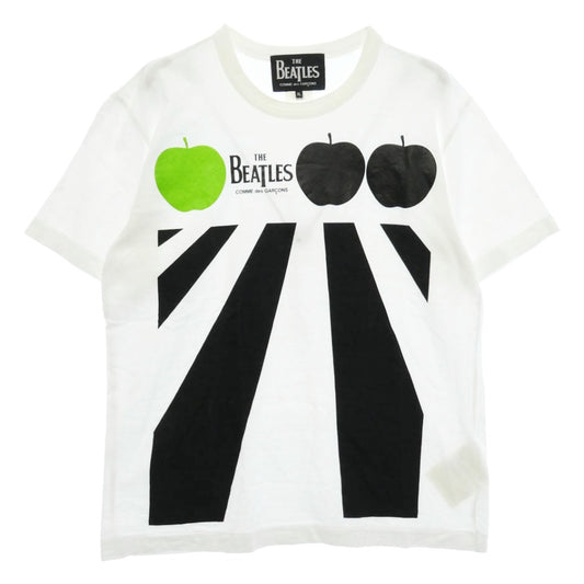COMME des GARCONS コムデギャルソン 23SS VZ-T007 × THE BEATLES ザ ビートルズ アップル フロントプリント Tシャツ 半袖カットソー ホワイト系 XL【中古】