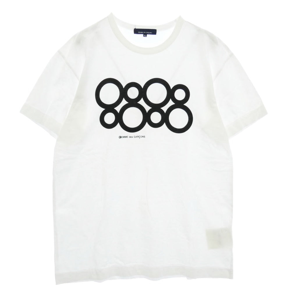 COMME des GARCONS コムデギャルソン 23SS KZ-T002 青山店限定 フロント プリント Tシャツ 半袖カットソー ホワイト系 XL【中古】
