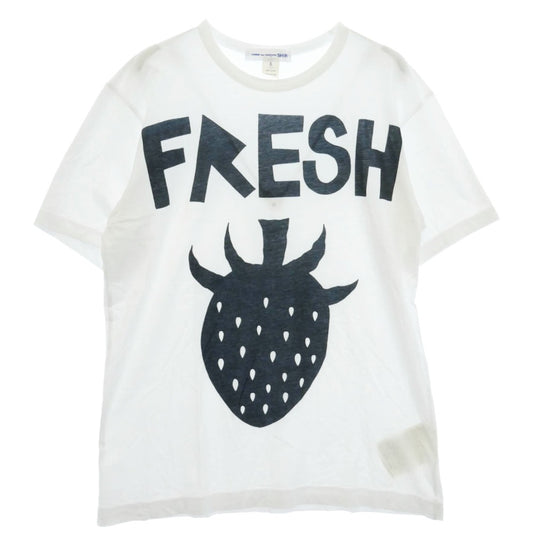 COMME des GARCONS コムデギャルソン 23SS FK-T007 SHIRT Brett Westfall ブレットウェストフォール STRAWBERRY ストロベリー Tシャツ 半袖カットソー ホワイト系 XL【中古】