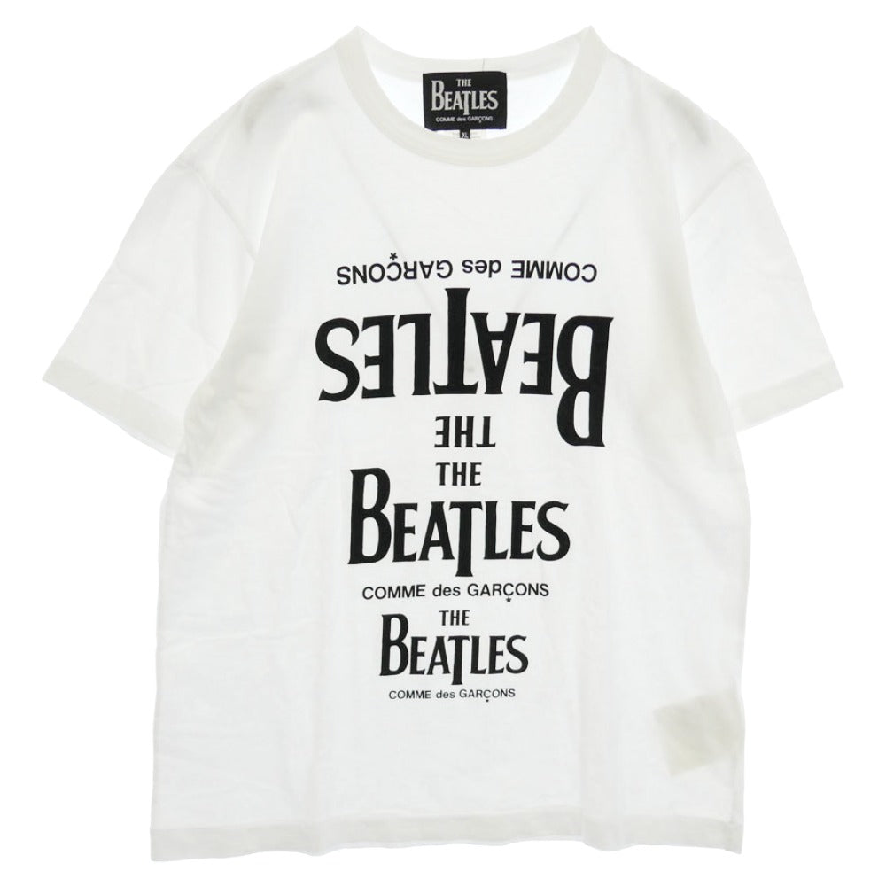 COMME des GARCONS コムデギャルソン 23SS VZ-T035 × THE BEATLES ザ ビートルズ フロントプリント Tシャツ 半袖カットソー ホワイト系 XL【中古】