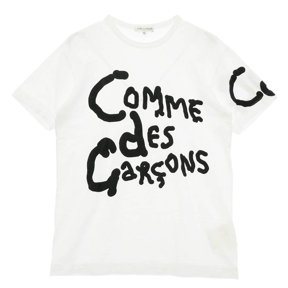 COMME des GARCONS コムデギャルソン 23SS OK-T103 青山店限定 Alisa Yoffe アリサ ヨッフェ 手書き風ロゴ グラフィックTシャツ ホワイト系 XL【中古】
