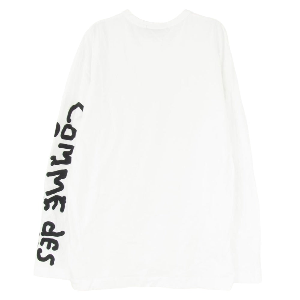 COMME des GARCONS コムデギャルソン 23AW KK-T102 青山店限定 Alisa Yoffe アリサ ヨッフェ 手書き風 ロゴプリント グラフィック クルーネック 長袖 Tシャツ カットソー ホワイト系 XL【中古】