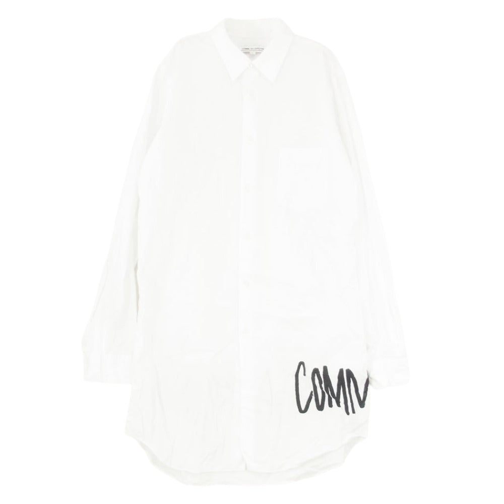 COMME des GARCONS コムデギャルソン 22SS OI-B101 バック プリント ロゴ ロング 長袖 ロングスリーブ シャツ ホワイト系 L【中古】