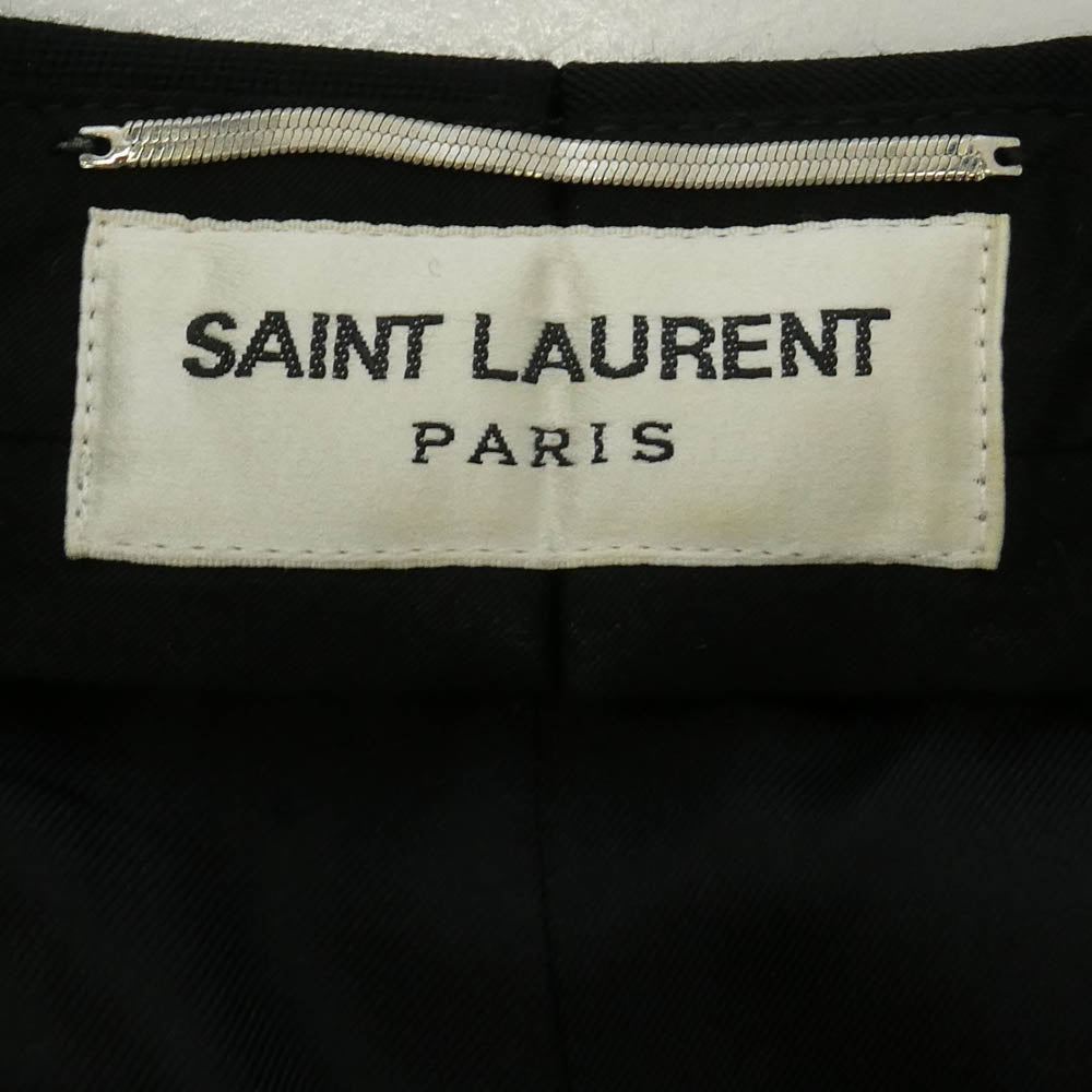 SAINT LAURENT サンローラン 23AW 769190 Y7E63 サテン切替 裾ダブル ワイドスラックス ロング パンツ ブラック系 48【中古】