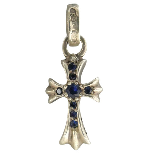 CHROME HEARTS クロムハーツ（原本無） CRS BBYFAT P SAP PAVE ベイビーファット クロス チャーム パヴェサファイア ペンダントトップ シルバー系【中古】