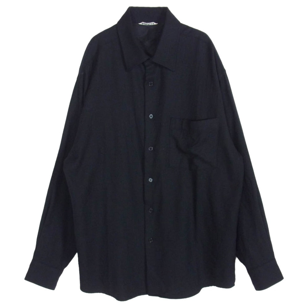 AURALEE オーラリー A21AS01OS SUPER LIGHT WOOL SHIRTS スーパーライト ウール 長袖 シャツ ブラック系 4【中古】