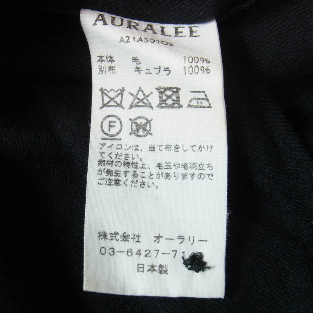 AURALEE オーラリー A21AS01OS SUPER LIGHT WOOL SHIRTS スーパーライト ウール 長袖 シャツ ブラック系 4【中古】