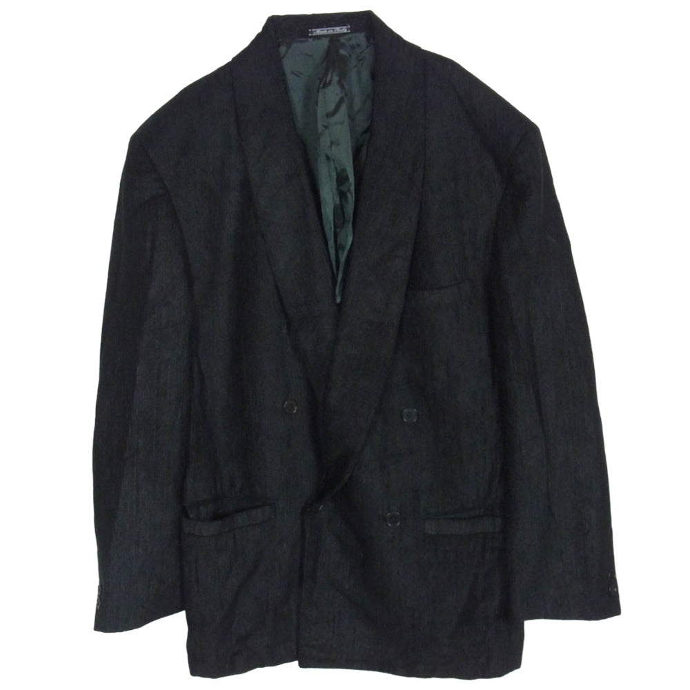 Gianni Versace ジャンニ・ヴェルサーチ オールド イタリア製 レーヨンコーデュロイ ダブルブレスト テーラードジャケット ブラック系 48【中古】