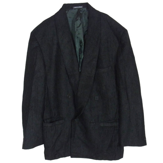 Gianni Versace ジャンニ・ヴェルサーチ オールド イタリア製 レーヨンコーデュロイ ダブルブレスト テーラードジャケット ブラック系 48【中古】