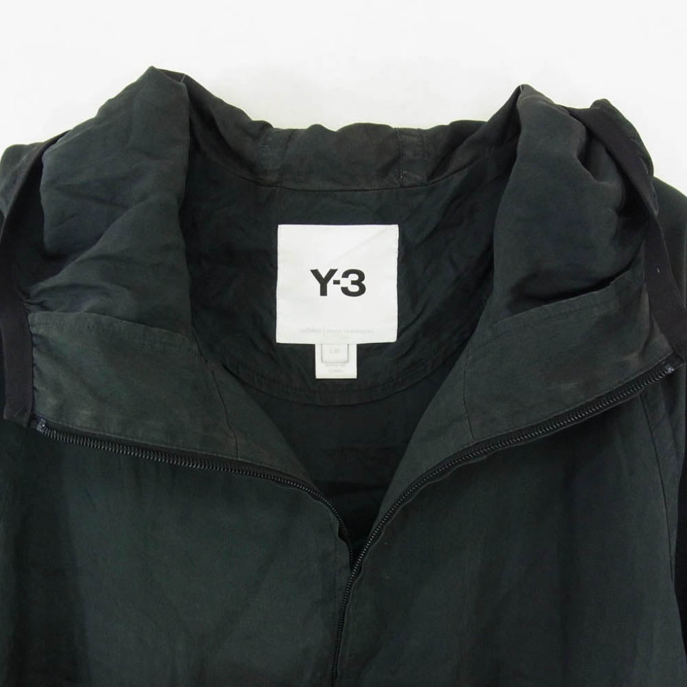 Y-3 Yohji Yamamoto ワイスリー ヨウジヤマモト 21SS GT5261 M SHADE SANDED CUPRO HOODED TOP バックロゴ キュプラ フーデッドジャケット ブラック系 L【中古】
