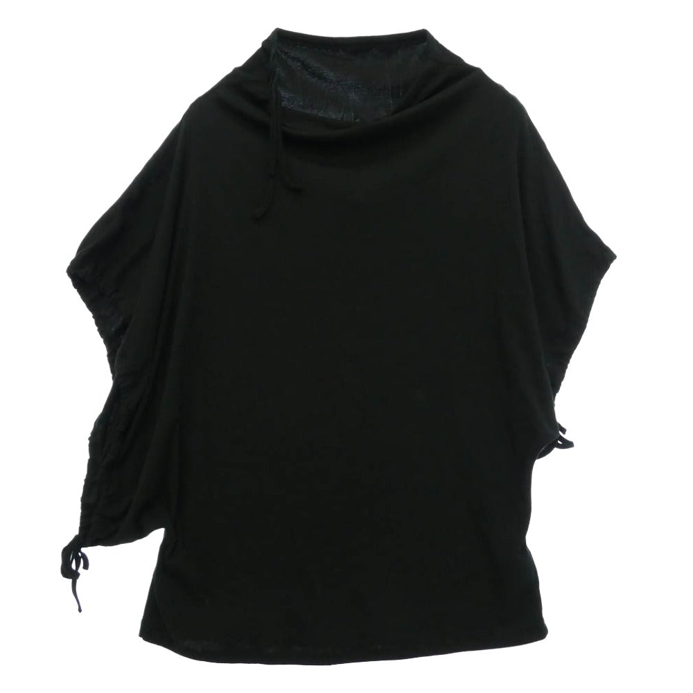 Yohji Yamamoto ヨウジヤマモト FS-T22-071 ドルマンスリーブ ドローコード 半袖 カットソー Tシャツ ブラック系 2【中古】