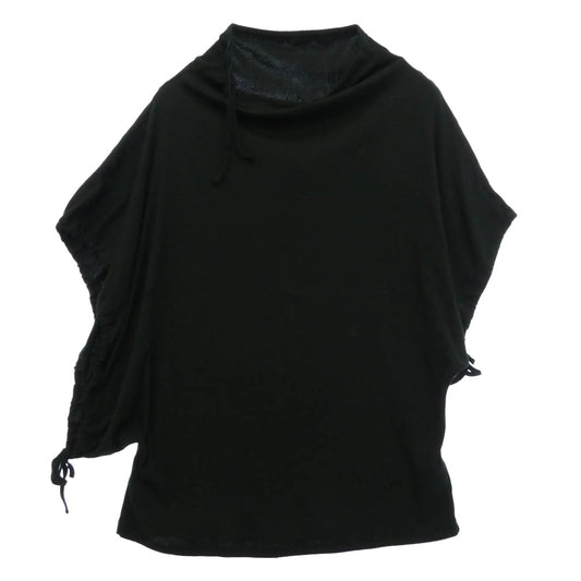 Yohji Yamamoto ヨウジヤマモト FS-T22-071 ドルマンスリーブ ドローコード 半袖 カットソー Tシャツ ブラック系 2【中古】