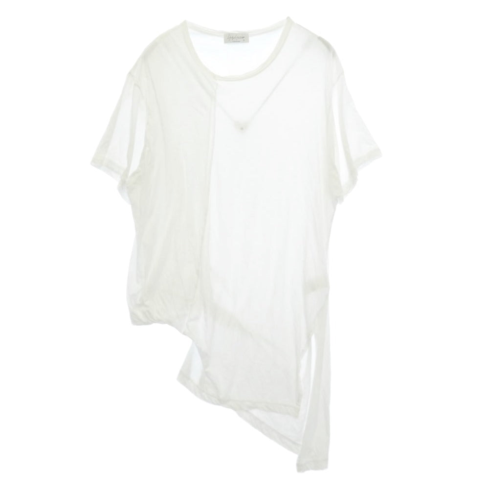 Yohji Yamamoto POUR HOMME ヨウジヤマモトプールオム 23SS HZ-T70-999 DIORAMA天竺 ディオラマ天竺 クルーネック アシンメトリー カットソー 半袖 Tシャツ ホワイト系 3【中古】