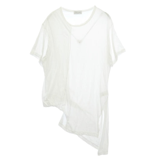 Yohji Yamamoto POUR HOMME ヨウジヤマモトプールオム 23SS HZ-T70-999 DIORAMA天竺 ディオラマ天竺 クルーネック アシンメトリー カットソー 半袖 Tシャツ ホワイト系 3【中古】