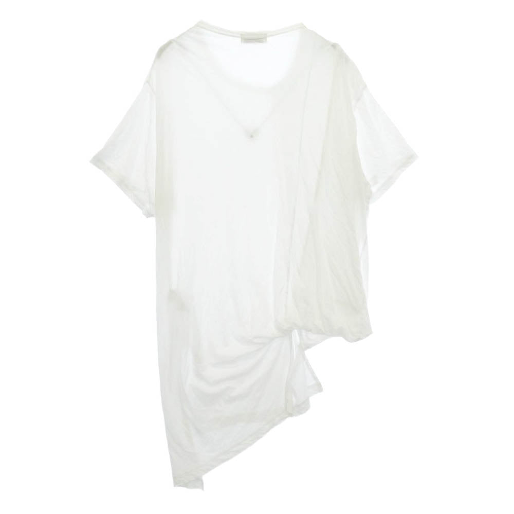 Yohji Yamamoto POUR HOMME ヨウジヤマモトプールオム 23SS HZ-T70-999 DIORAMA天竺 ディオラマ天竺 クルーネック アシンメトリー カットソー 半袖 Tシャツ ホワイト系 3【中古】