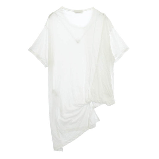 Yohji Yamamoto POUR HOMME ヨウジヤマモトプールオム 23SS HZ-T70-999 DIORAMA天竺 ディオラマ天竺 クルーネック アシンメトリー カットソー 半袖 Tシャツ ホワイト系 3【中古】