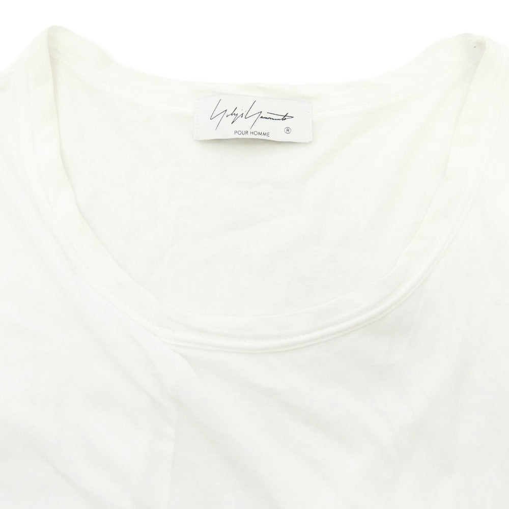 Yohji Yamamoto POUR HOMME ヨウジヤマモトプールオム 23SS HZ-T70-999 DIORAMA天竺 ディオラマ天竺 クルーネック アシンメトリー カットソー 半袖 Tシャツ ホワイト系 3【中古】