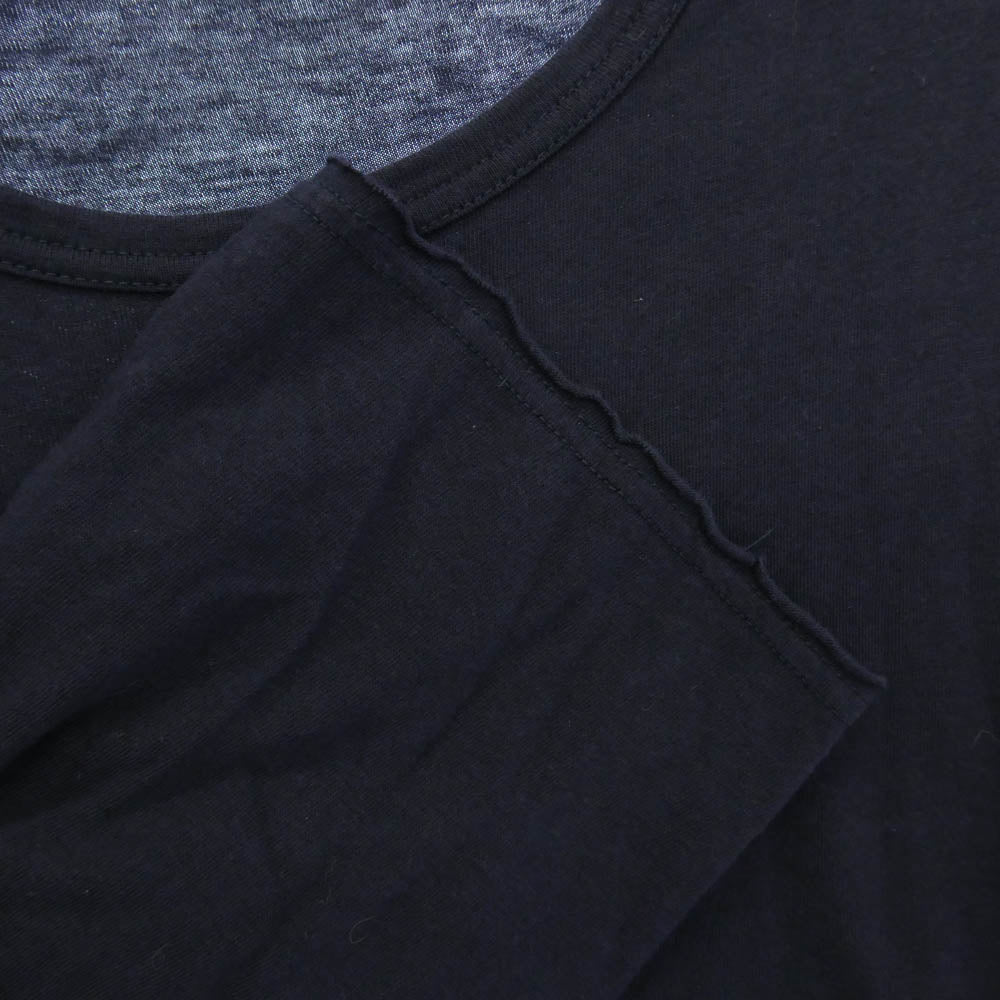 Yohji Yamamoto POUR HOMME ヨウジヤマモトプールオム 24SS HL-T11-074 WOOL MIX SINGLE JERSEY SLIT ROUND NECK T ウール ミックス シングル ジャージー スリット ラウンドネック 長袖 Tシャツ ネイビー系 3【中古】