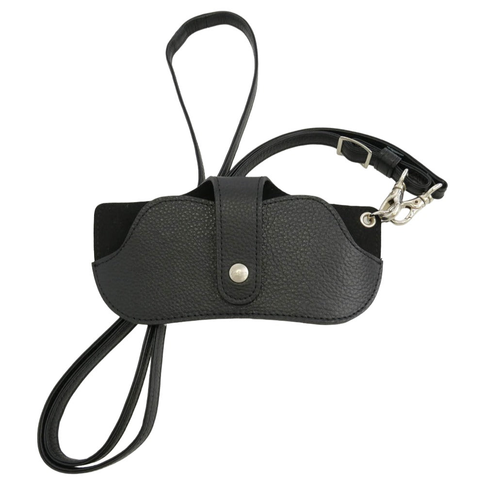 Yohji Yamamoto ヨウジヤマモト collection コレクションライン Leather Eyeglass Holder レザー 眼鏡ケース ネックストラップ ブラック系【中古】