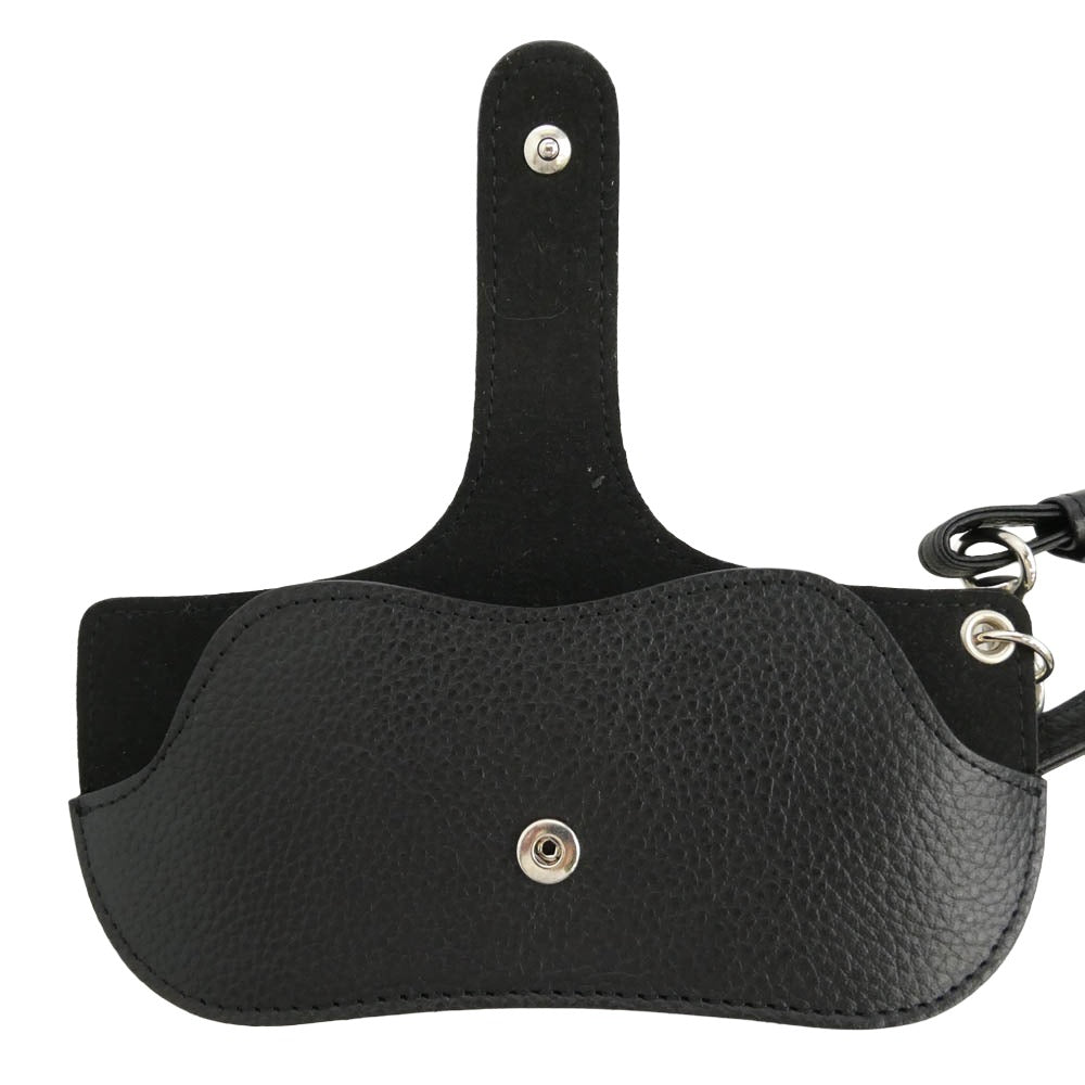 Yohji Yamamoto ヨウジヤマモト collection コレクションライン Leather Eyeglass Holder レザー 眼鏡ケース ネックストラップ ブラック系【中古】