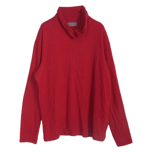 Yohji Yamamoto POUR HOMME ヨウジヤマモトプールオム 23AW HJ-T07-170 重ね衿タートル長袖 ニットソー ニット カットソー レッド系 3【中古】