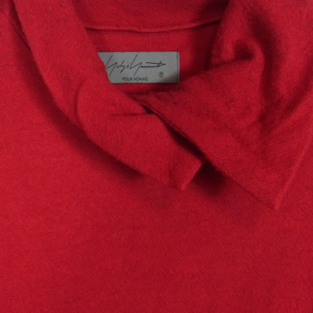 Yohji Yamamoto POUR HOMME ヨウジヤマモトプールオム 23AW HJ-T07-170 重ね衿タートル長袖 ニットソー ニット カットソー レッド系 3【中古】
