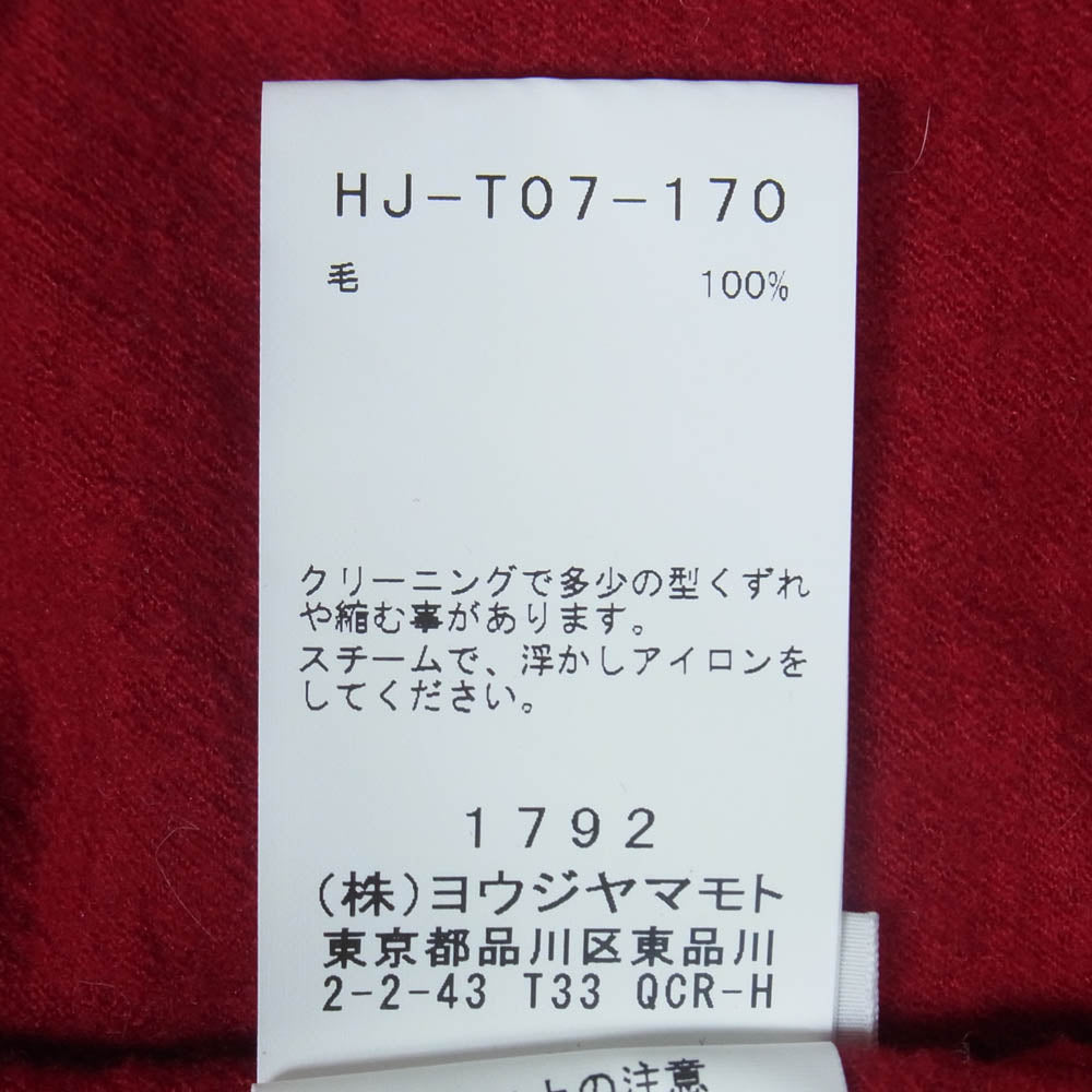 Yohji Yamamoto POUR HOMME ヨウジヤマモトプールオム 23AW HJ-T07-170 重ね衿タートル長袖 ニットソー ニット カットソー レッド系 3【中古】