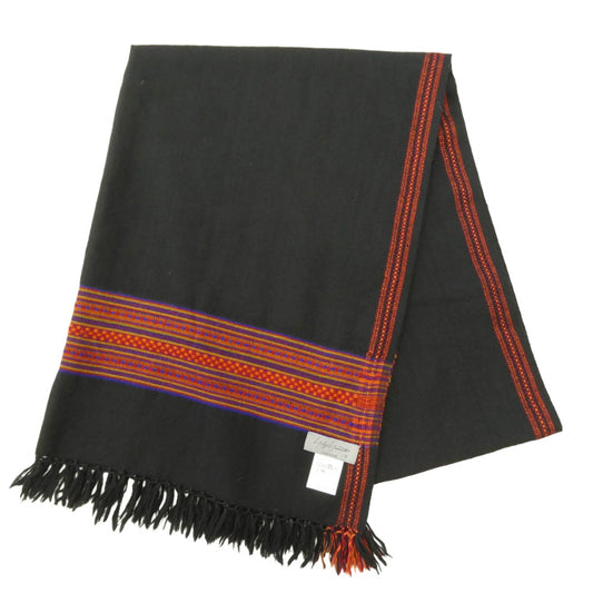 Yohji Yamamoto POUR HOMME ヨウジヤマモトプールオム 23AW HJ-L03-166 wool scarf ネイティブジャカード ウール スカーフ マフラー ブラック系【中古】