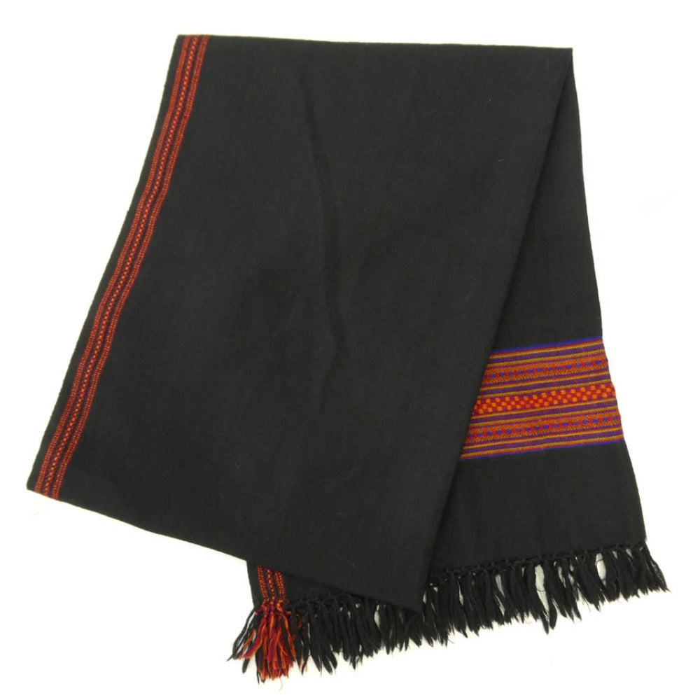 Yohji Yamamoto POUR HOMME ヨウジヤマモトプールオム 23AW HJ-L03-166 wool scarf ネイティブジャカード ウール スカーフ マフラー ブラック系【中古】