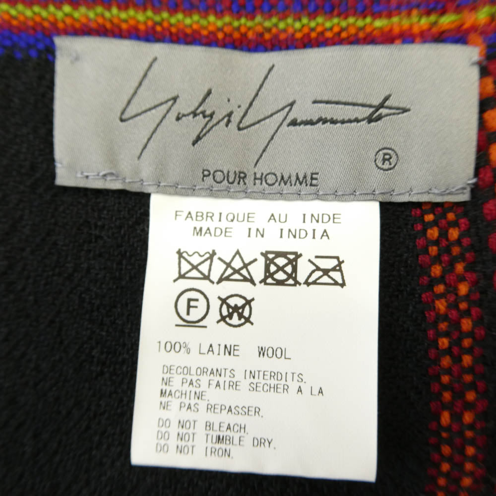 Yohji Yamamoto POUR HOMME ヨウジヤマモトプールオム 23AW HJ-L03-166 wool scarf ネイティブジャカード ウール スカーフ マフラー ブラック系【中古】