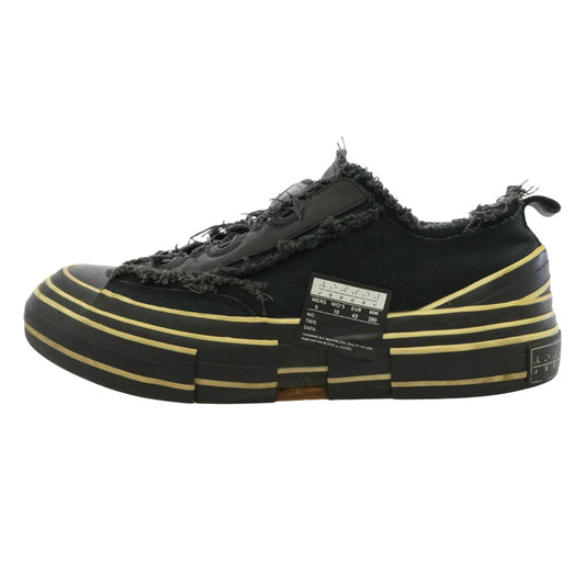 Yohji Yamamoto ヨウジヤマモト VESSEL ヴェセル カットオフ加工 レザー キャンバス ローカット スニーカー ブラック系 28cm【中古】