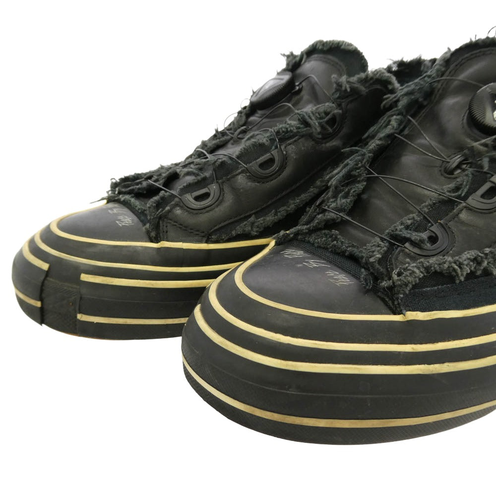 Yohji Yamamoto ヨウジヤマモト VESSEL ヴェセル カットオフ加工 レザー キャンバス ローカット スニーカー ブラック系 28cm【中古】