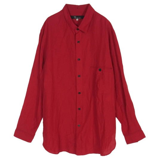 Yohji Yamamoto ヨウジヤマモト MS-B07-317 Y's for men ワイズフォーメン LINEN LYOCEL LAWN SHIRT リネン リヨセル 長袖 シャツ レッド系 4【中古】
