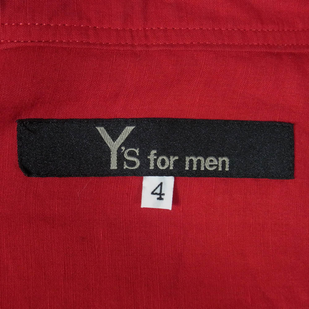Yohji Yamamoto ヨウジヤマモト MS-B07-317 Y's for men ワイズフォーメン LINEN LYOCEL LAWN SHIRT リネン リヨセル 長袖 シャツ レッド系 4【中古】