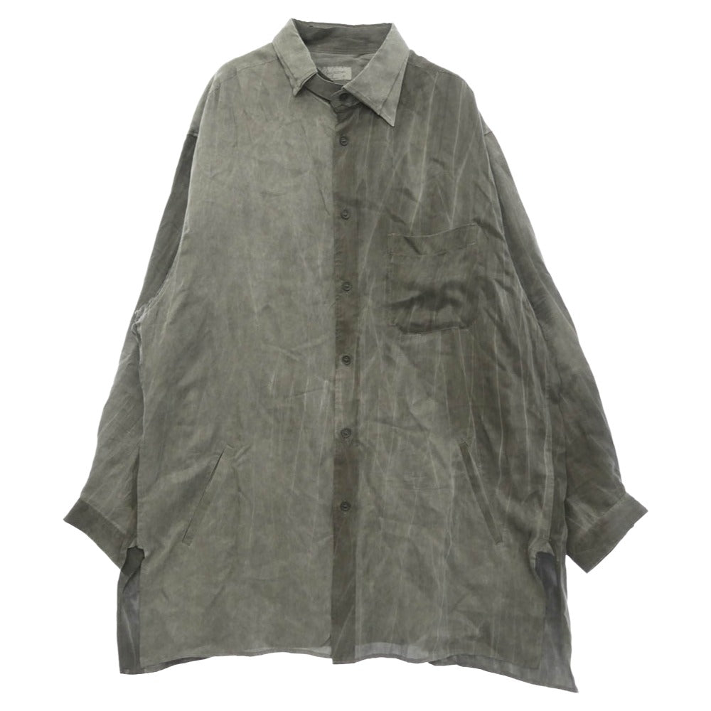 Yohji Yamamoto POUR HOMME ヨウジヤマモトプールオム 23SS HZ-B62-216 アシンメトリー スペアカラー ブラウス ロング 長袖 シャツ グレー系 3【中古】