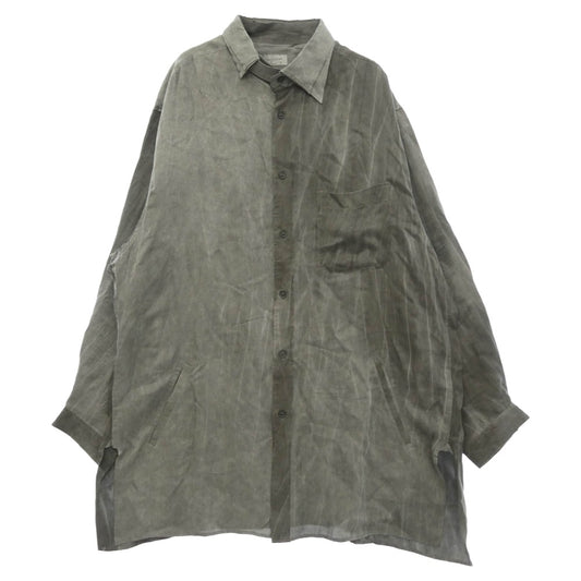 Yohji Yamamoto POUR HOMME ヨウジヤマモトプールオム 23SS HZ-B62-216 アシンメトリー スペアカラー ブラウス ロング 長袖 シャツ グレー系 3【中古】