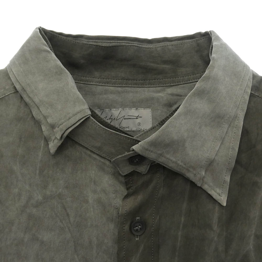 Yohji Yamamoto POUR HOMME ヨウジヤマモトプールオム 23SS HZ-B62-216 アシンメトリー スペアカラー ブラウス ロング 長袖 シャツ グレー系 3【中古】
