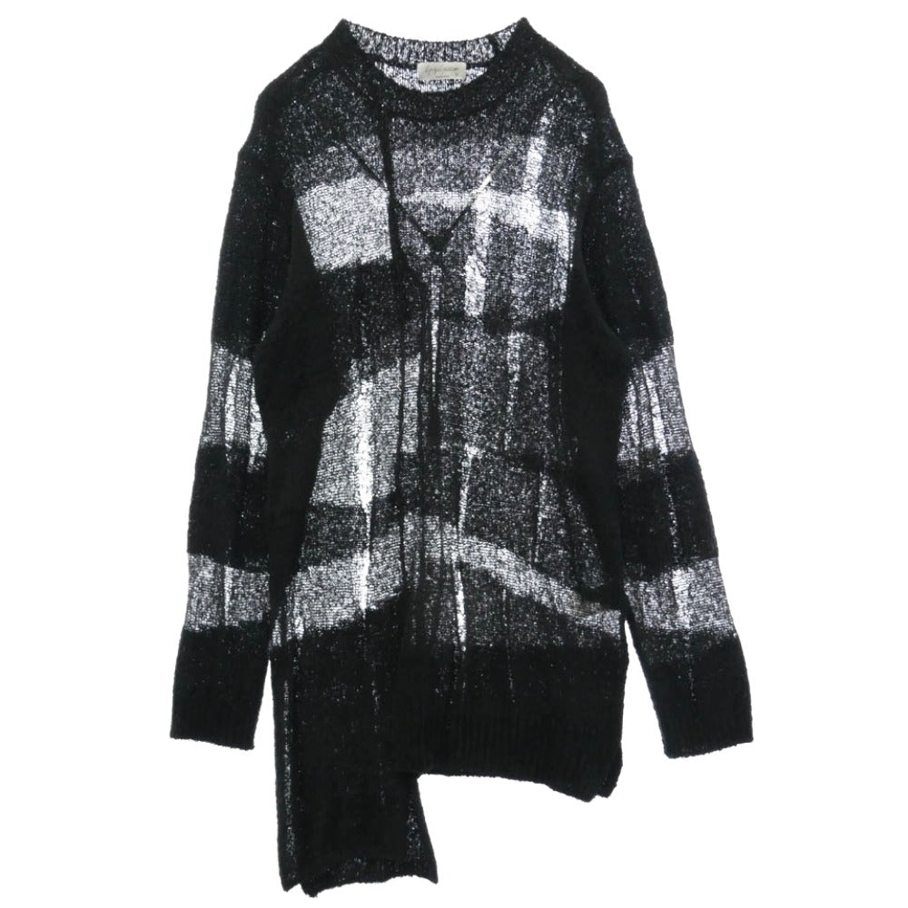 Yohji Yamamoto POUR HOMME ヨウジヤマモトプールオム 25SS HP-K08-980 5G Random Damage Processed Pullover 目おとし段違いPO ダメージ加工 コットン ニット プルオーバー ブラック系 3【中古】