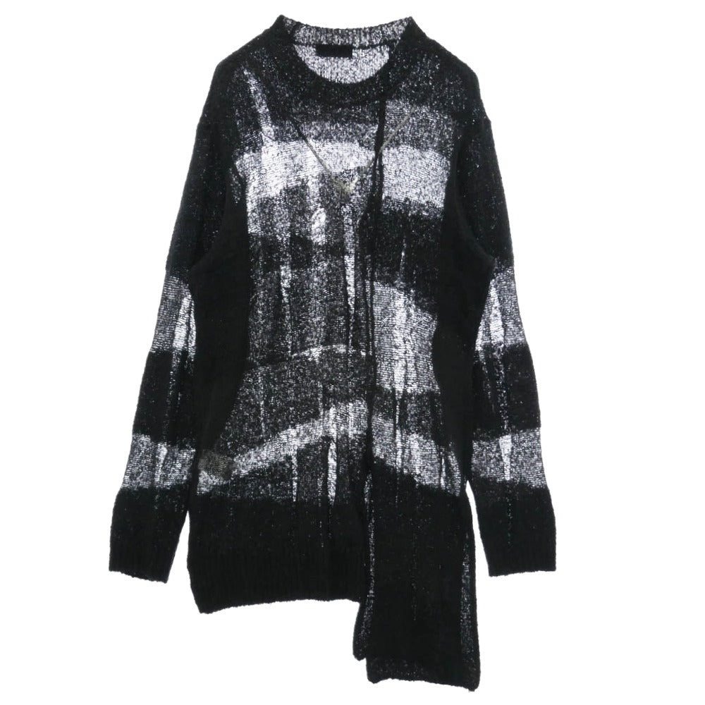 Yohji Yamamoto POUR HOMME ヨウジヤマモトプールオム 25SS HP-K08-980 5G Random Damage Processed Pullover 目おとし段違いPO ダメージ加工 コットン ニット プルオーバー ブラック系 3【中古】
