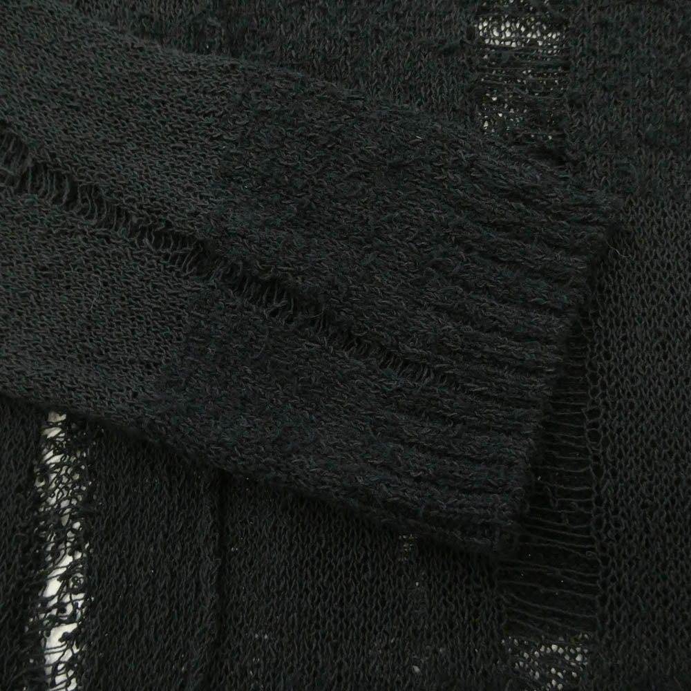 Yohji Yamamoto POUR HOMME ヨウジヤマモトプールオム 25SS HP-K08-980 5G Random Damage Processed Pullover 目おとし段違いPO ダメージ加工 コットン ニット プルオーバー ブラック系 3【中古】