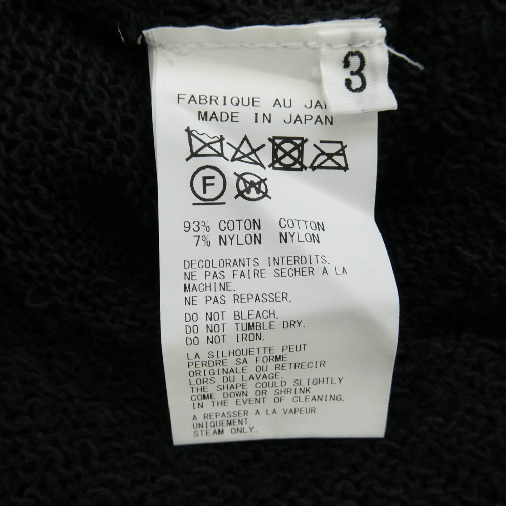 Yohji Yamamoto POUR HOMME ヨウジヤマモトプールオム 25SS HP-K08-980 5G Random Damage Processed Pullover 目おとし段違いPO ダメージ加工 コットン ニット プルオーバー ブラック系 3【中古】
