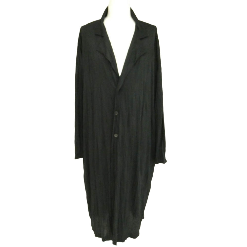 Yohji Yamamoto POUR HOMME ヨウジヤマモトプールオム 21SS HD-T11-270 TE/RY PLAIN STITCH WRINKLE LONG JACKET シワ加工天竺ロングシャツジャケット ブラック系 3【中古】