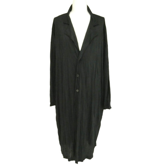 Yohji Yamamoto POUR HOMME ヨウジヤマモトプールオム 21SS HD-T11-270 TE/RY PLAIN STITCH WRINKLE LONG JACKET シワ加工天竺ロングシャツジャケット ブラック系 3【中古】