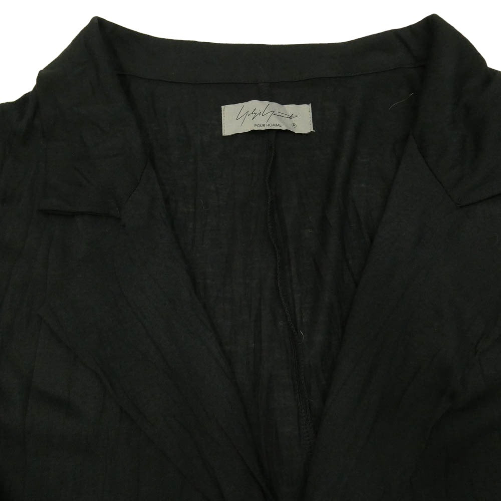 Yohji Yamamoto POUR HOMME ヨウジヤマモトプールオム 21SS HD-T11-270 TE/RY PLAIN STITCH WRINKLE LONG JACKET シワ加工天竺ロングシャツジャケット ブラック系 3【中古】